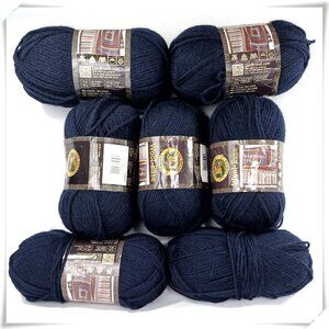 Lion Brand Yarns Wool-Ease Navy Dark Blue Acrylic Wool Yarn 8 !!! Skeins Lot NWT